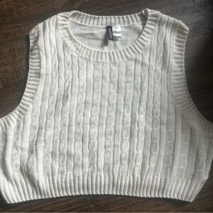 Divided White Ribbed Sweater